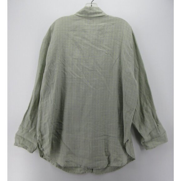 Flax Top Small Linen Tunic Shirt Lagenlook Cottagecore Button Down - Picture 6 of 9
